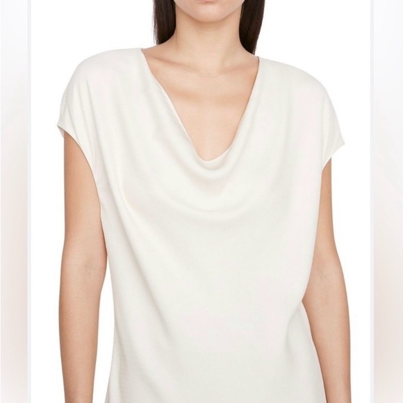 Champagne Vince Cowl Neck Cap Sleeve Silk Blouse - Picture 3 of 8